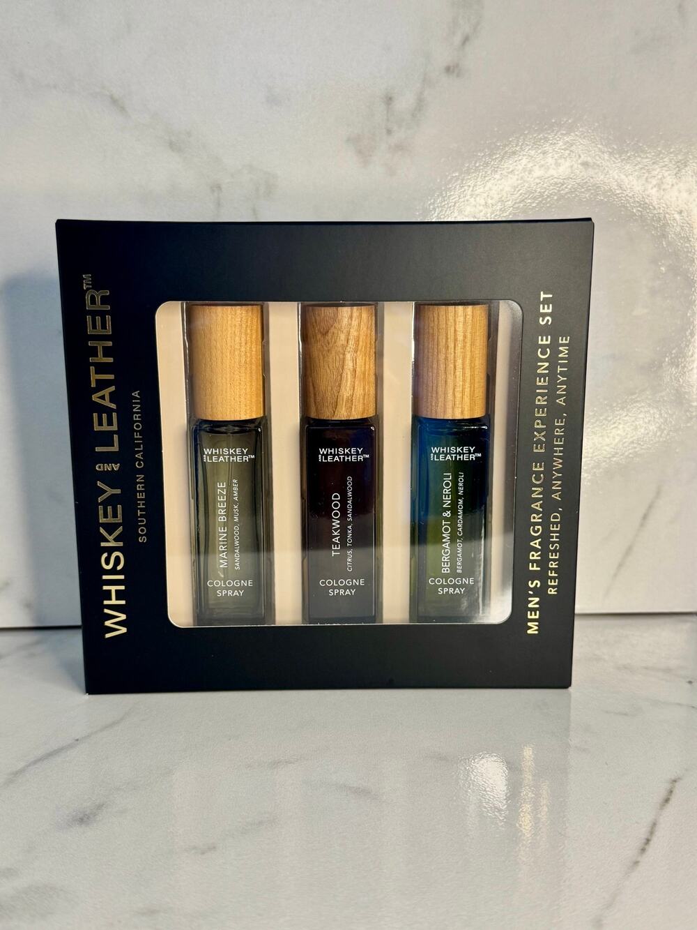 Whiskey&Leather Men's Fragrance Set - Marine Breeze, Teakwood, Bergamot & Neroli